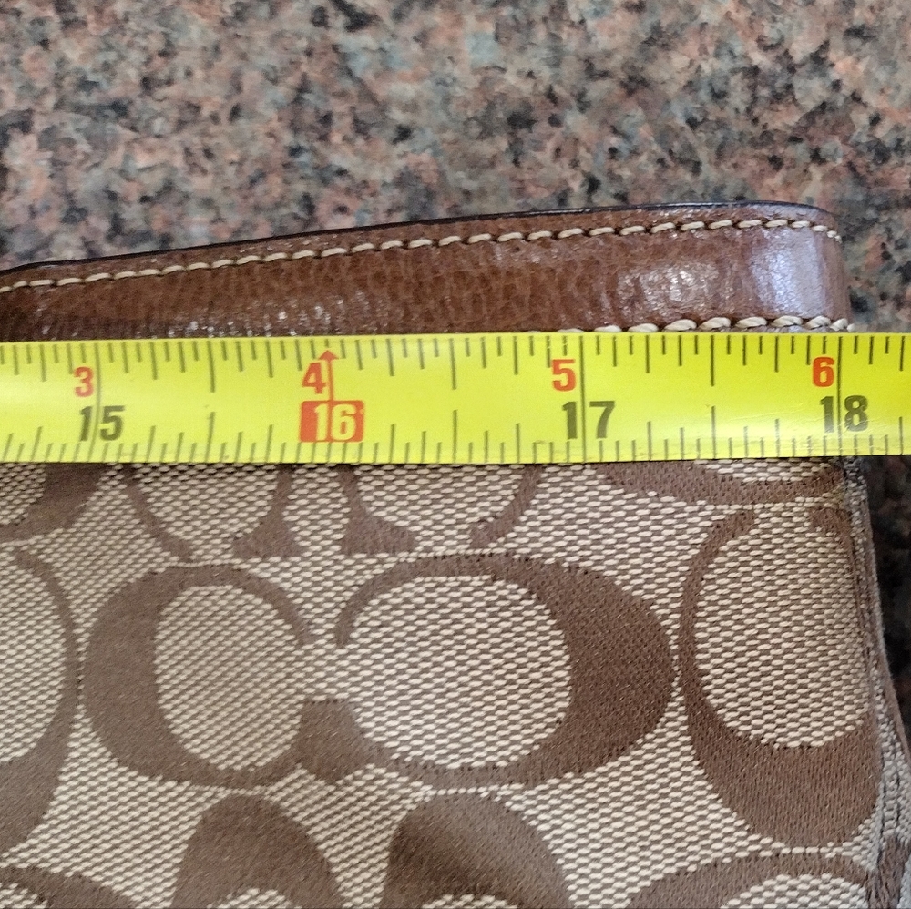 COACH Signature Patchwork East west Bucket  Tote Khaki & Brown - Picture 9 of 14